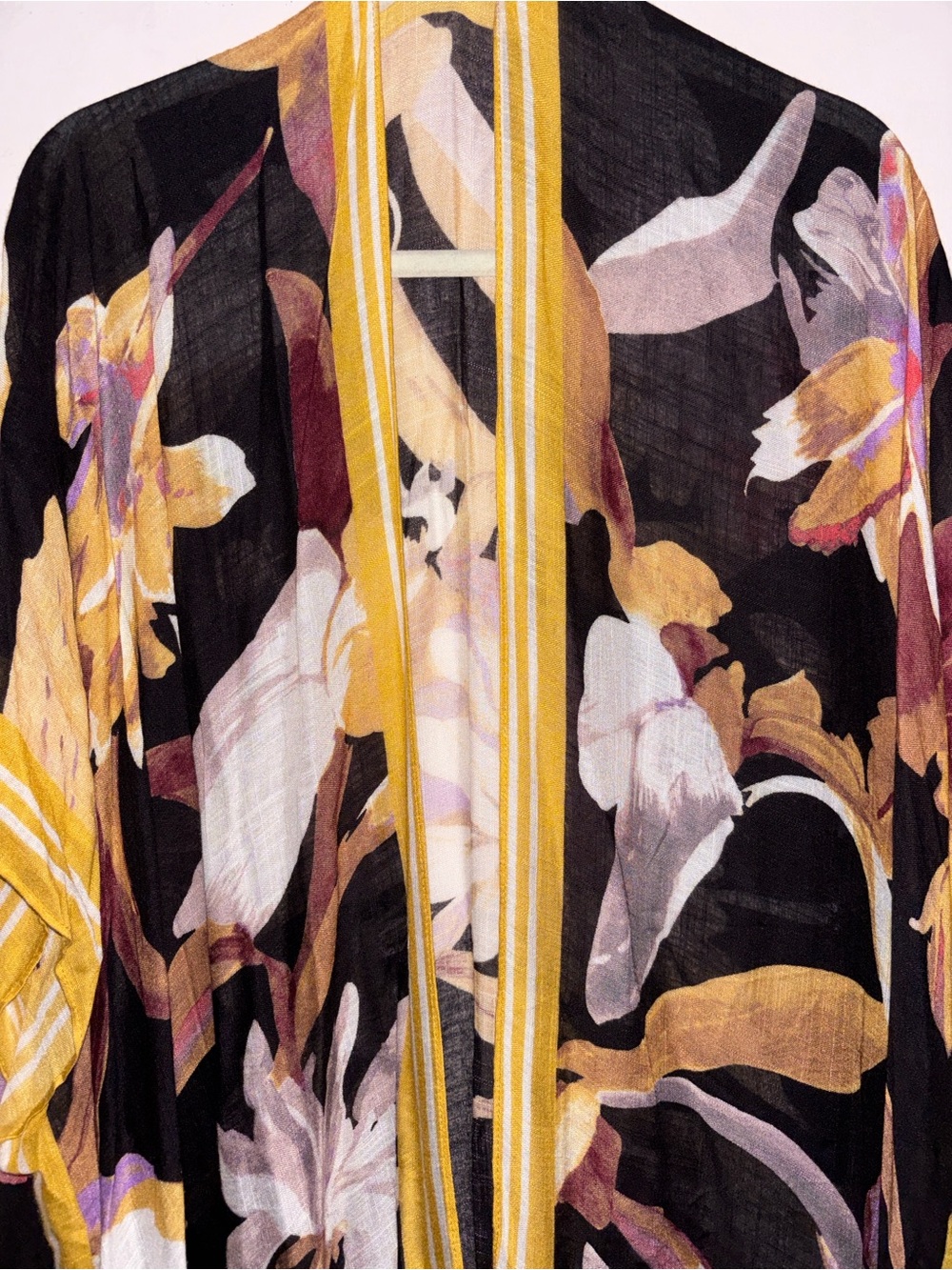 Floral Black & Yellow Lightweight Kimono, NWT - Picture 3 of 11